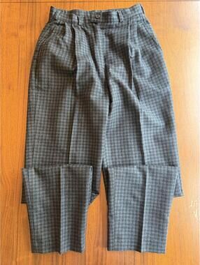 Vintage Savannah Women's Gray Black Plaid Wool Pants- Size 8